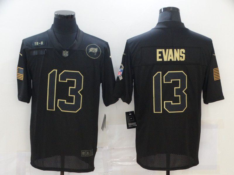 Men Tampa Bay Buccaneers #13 Evans Black gold lettering 2020 Nike NFL Jersey->new england patriots->NFL Jersey